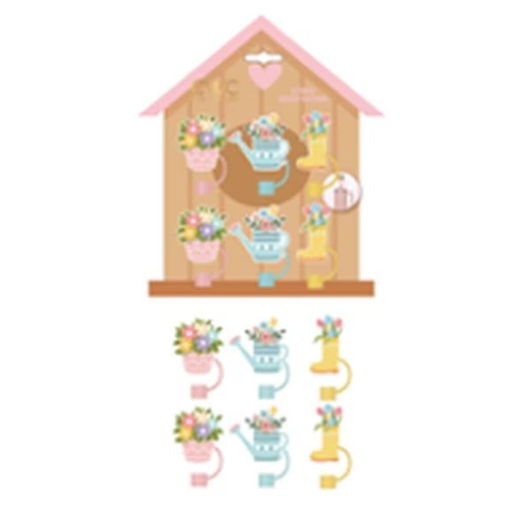 Cook With Color 6 Piece Straw Topper Set, Reusable, Universal Fit, Tea Bouquet